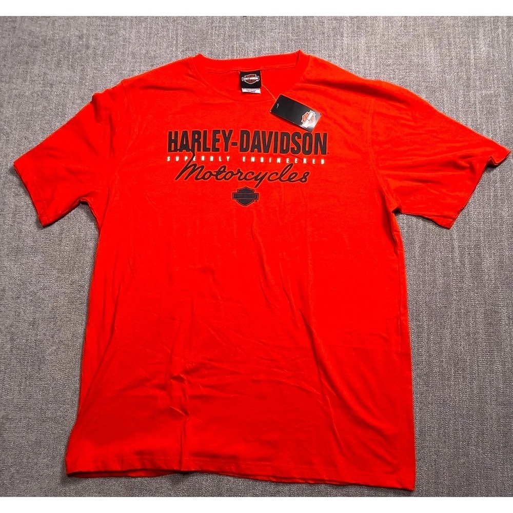 Harley-Davidson Superbly Engineered Motorcycles T-Shirt Mens XL Red Jamaica Logo